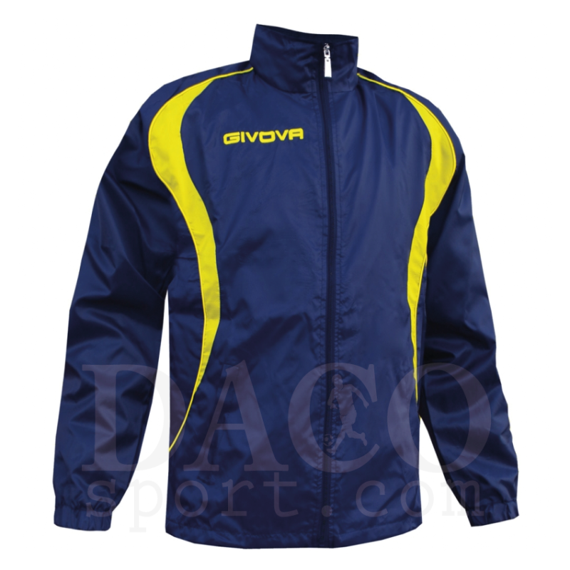 Givova RJ004 Kway Zip RAIN PIOGGIA Blu-Giallo