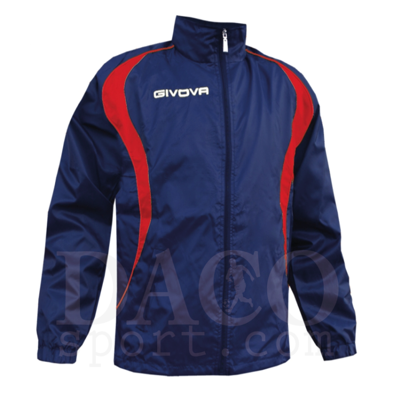 Givova RJ004 Kway Zip RAIN PIOGGIA Blu-Rosso