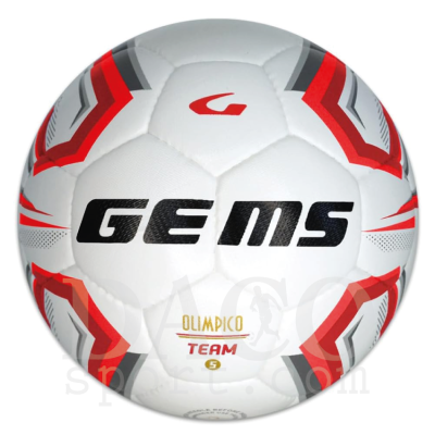 Gems UN06-0312 Pallone da Calcio OLIMPICO n.5 Bianco/Rosso